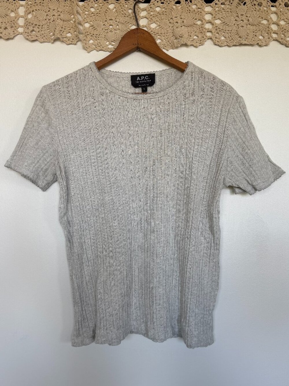 A.P.C. Grey Pointelle Shirt (Sz S)